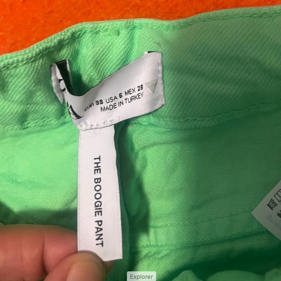 Zara neon green wide leg mid-rise full length jeans NWT - Picture 6 of 9